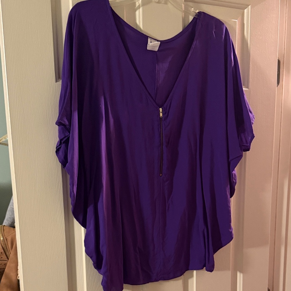 Swell Deep Purple Women's Blouse with Front Zipper